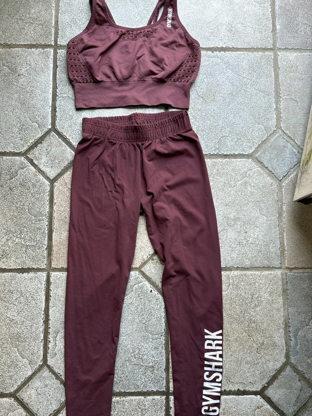 Gymshark Wine Red Track Pants and Sports Bra Set